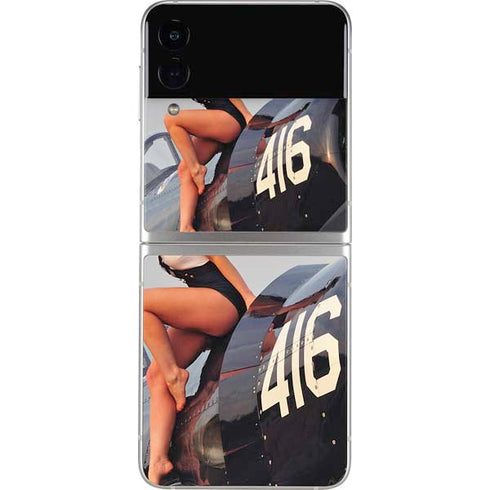 1940s Navy Pin-Up Girl On Corsair Fighter Plane Galaxy Z Flip3 5G Skin